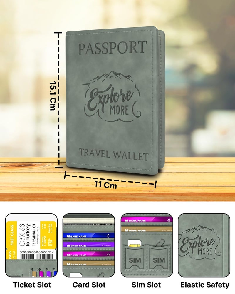 FEDUS Faux Leather Passport Holder for Men and Women's Passport Cover Case Wallet Credit/Debit Card, Id Card, Ticket, Currency, Boarding Pass Slots, Document Accessories Organiser. - Image 2