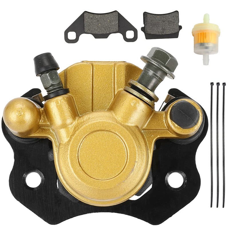 FVRITO Brake Caliper and Pads for 110cc 125cc 150cc 200cc 250cc 196cc 65HP Coleman kt196 yerf dog gx150 Kandi Baja RTK200 Go Kart Dune Buggy Taotao Roketa Sunl Kazuma Chinese ATV Quad Golden