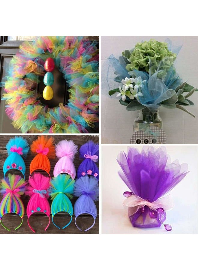 Supla 11 Colors Rainbow Tulle Rolls Tulle Netting Rolls Tulle Fabric Spool Ribbon 6" by 25 Yards/Spool and Sewing Scissor Measuring Tape Knit Elastic Spool for Table Skirt Tulle Skirt - Image 5