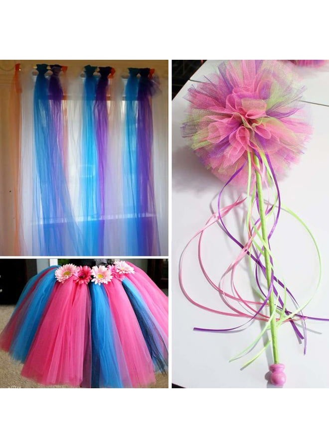 Supla 11 Colors Rainbow Tulle Rolls Tulle Netting Rolls Tulle Fabric Spool Ribbon 6" by 25 Yards/Spool and Sewing Scissor Measuring Tape Knit Elastic Spool for Table Skirt Tulle Skirt - Image 4