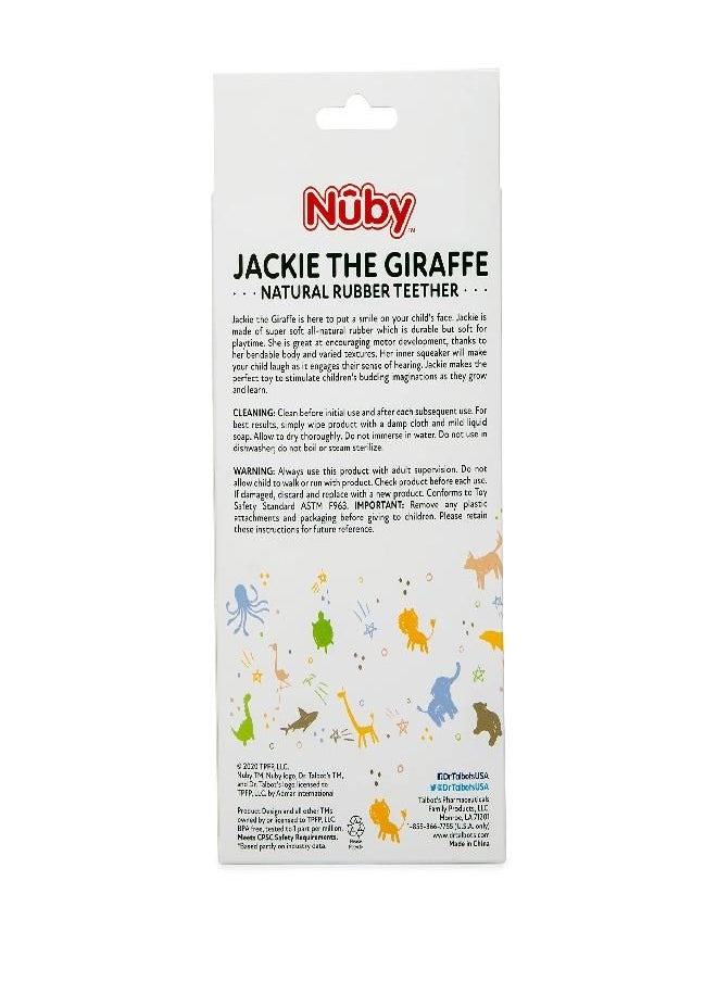 Nuby Nuby Jackie The Giraffe Super Soft Teether Toy with Squeaker, 100% Natural Rubber  - Image 3