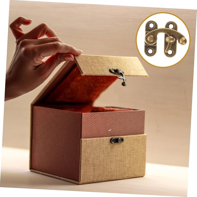 مشبك صندوق من سبيكة عتيقة 6 قطع، آلية قفل بتصميم كلاسيكي لصندوق تخزين المجوهرات الخشبي - Image 4