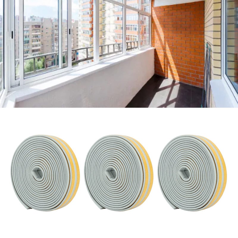 Grey Thermal Insulation Door Tape Sound Absorbing Foam Weatherstrip Strong Adhesive - Image 4