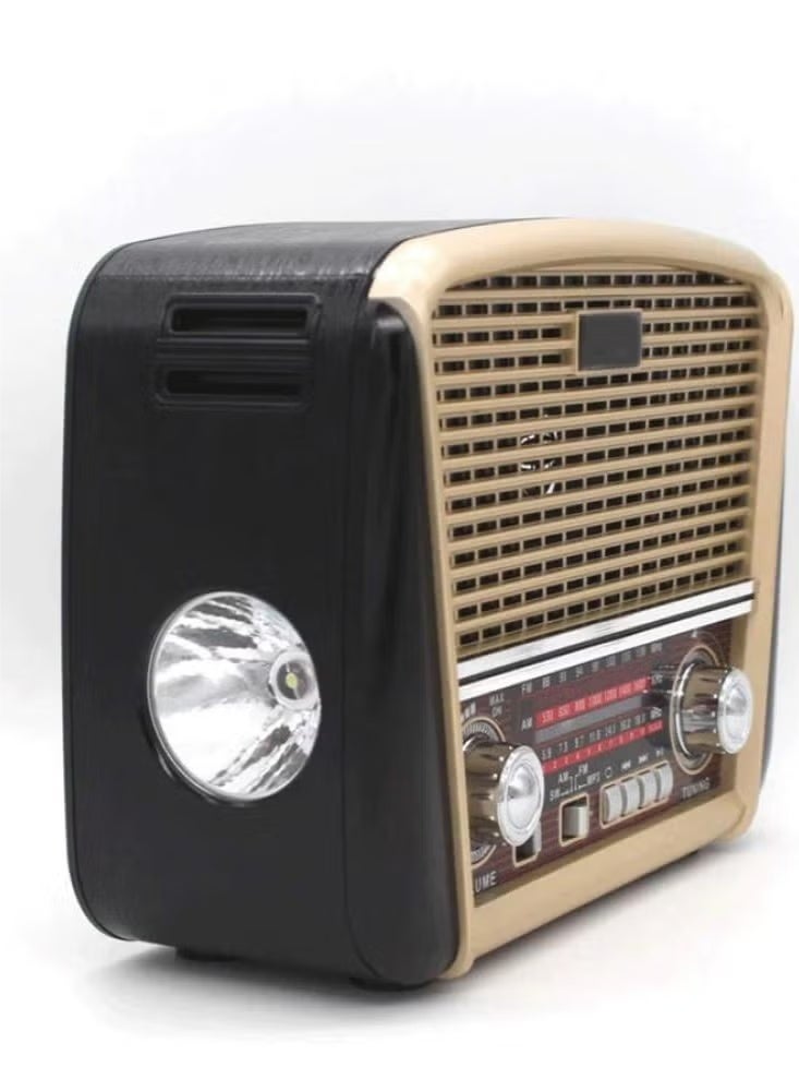 Denx Classic rechargeable radio with LED flashlight, portable AM/FM radio with superior sound, solar and battery powered, rechargeable, supports TF card and USB playback - Image 4