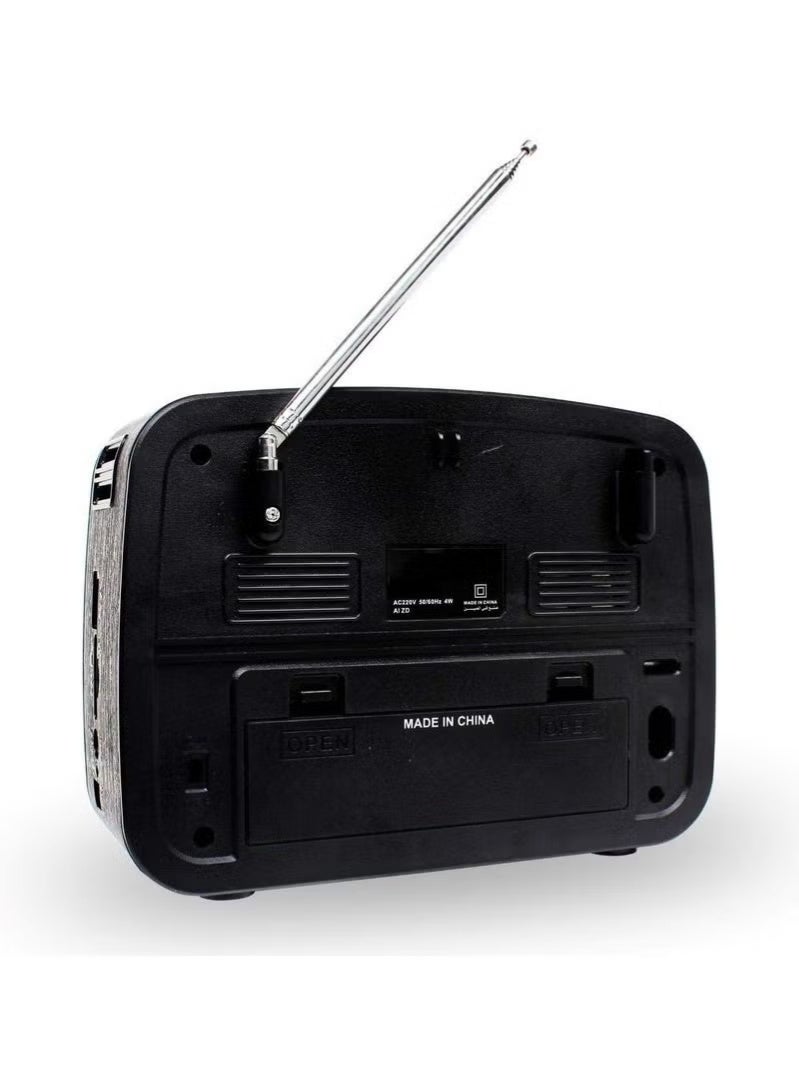 Denx Classic rechargeable radio with LED flashlight, portable AM/FM radio with superior sound, solar and battery powered, rechargeable, supports TF card and USB playback - Image 2