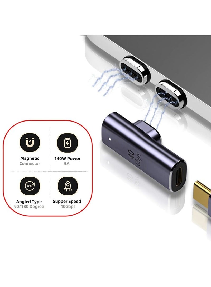 Y&D 140W USB4 Magnetic Connector - 40Gbps Type C Male to Female, Low Profile Right Angled Adapter for 8K Video, Power, and Data Transfer, Suitable Laptops Phones - Image 3