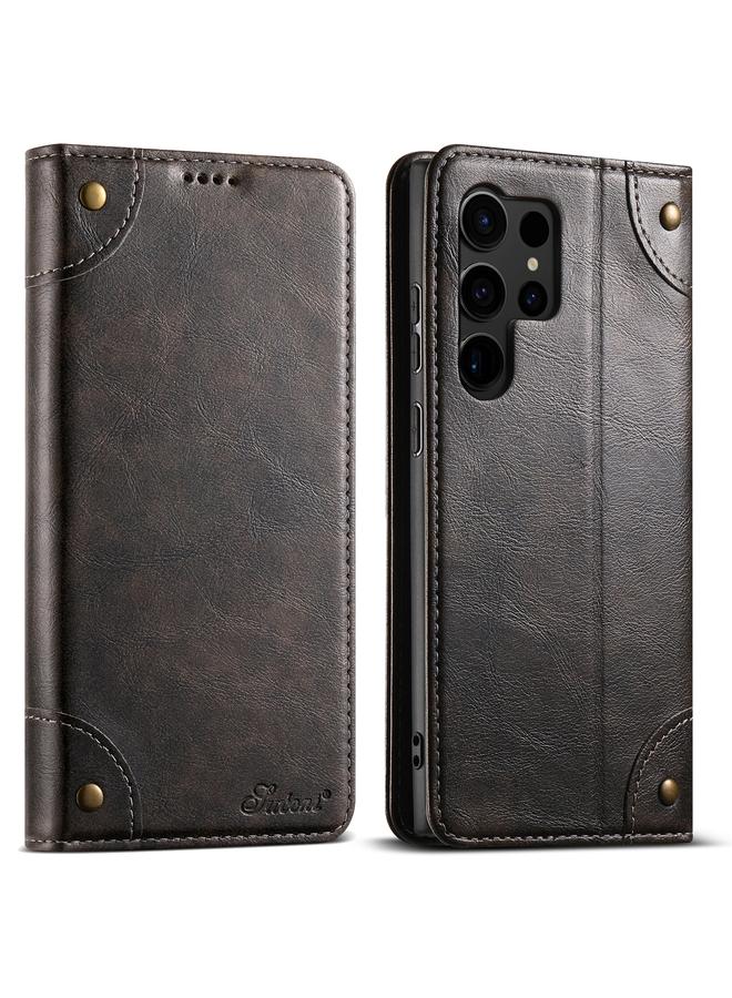 Suteni Case For Samsung Galaxy S23 Ultra 5G Baroque Calf Texture Buckle Wallet Leather Phone Case - Image 1