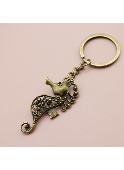 Simplistic Seahorse Pendant Keychain Accessory Bronze