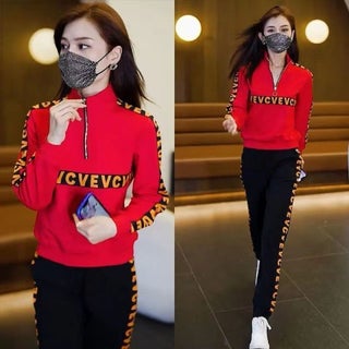 Casual Fashionable Womens Sweatshirt Zipper Half-up Style New Spring Autumn Collection Stylish Age-reducing Sports Suit Set Red - pzsku/Z3DA29376E5E40383F8D9Z/45/1746216380/5f47f78f-872d-4eef-a08a-231624377551