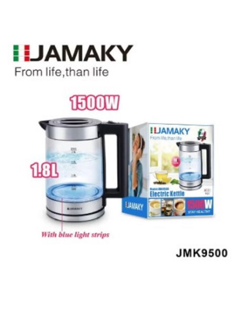 غلاية كهربائية كاتيل زجاج 1.8 لتر 1500.0 وات JMK9500 فضي/شفاف - pzsku/Z3DA29ECE5E4523EC767EZ/45/_/1721398315/75b4c1ff-8383-412a-83a6-c9b52691cab2