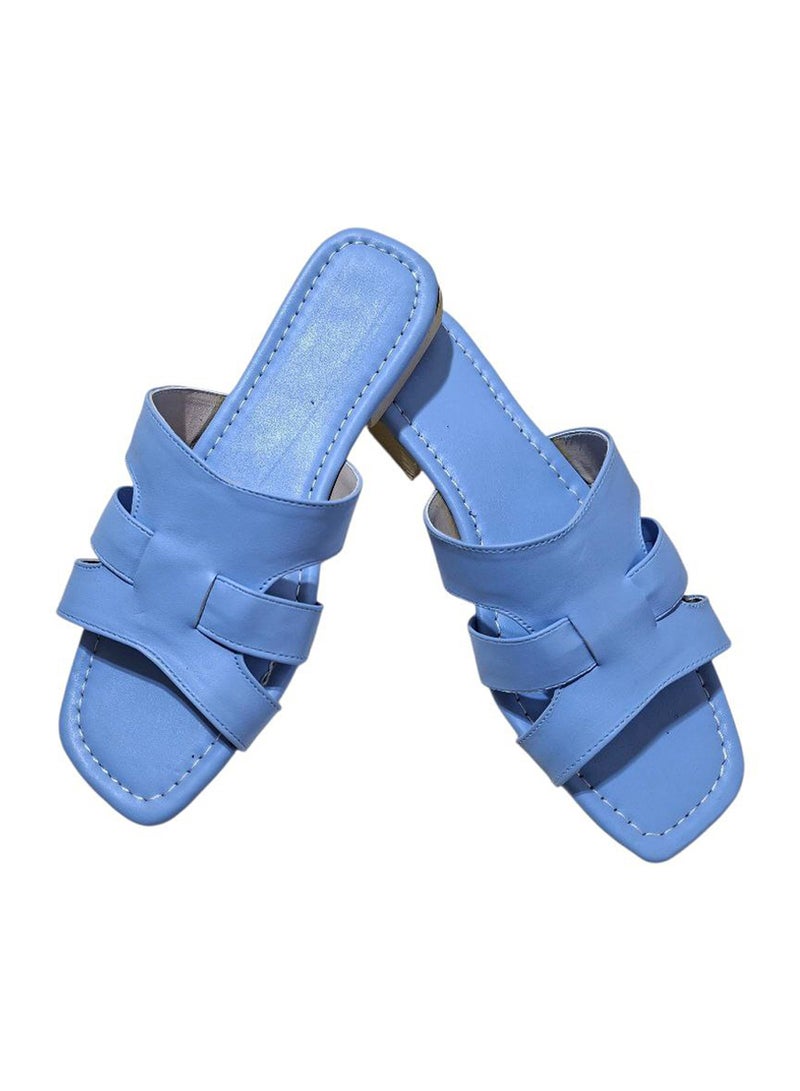 Karisma Flat Squared Toe Slippers With Strappy Upper Design - Image 1