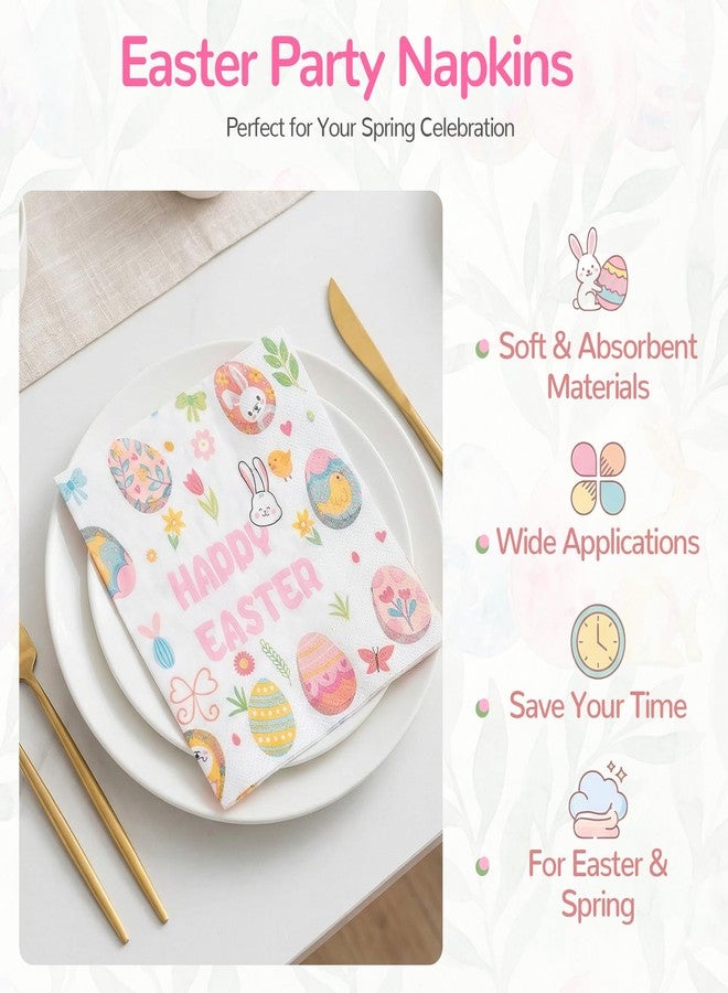 IOMDRWU 20 Pack Disposable Paper Napkins,Soft Absorbent Biodegradable Cocktail Napkin, Floral Egg Decorative for Spring Celebrations Picnic Kids Birthday - Image 3