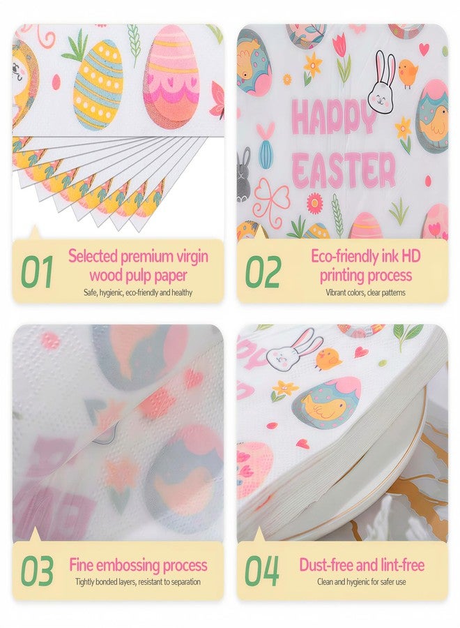 IOMDRWU 20 Pack Disposable Paper Napkins,Soft Absorbent Biodegradable Cocktail Napkin, Floral Egg Decorative for Spring Celebrations Picnic Kids Birthday - Image 4
