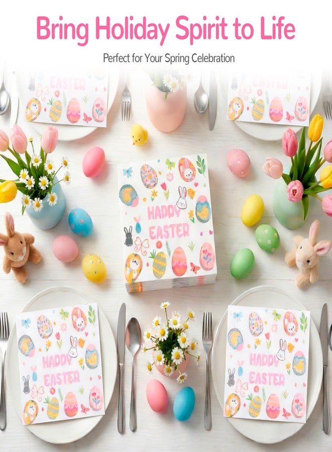 IOMDRWU 20 Pack Disposable Paper Napkins,Soft Absorbent Biodegradable Cocktail Napkin, Floral Egg Decorative for Spring Celebrations Picnic Kids Birthday - Image 5