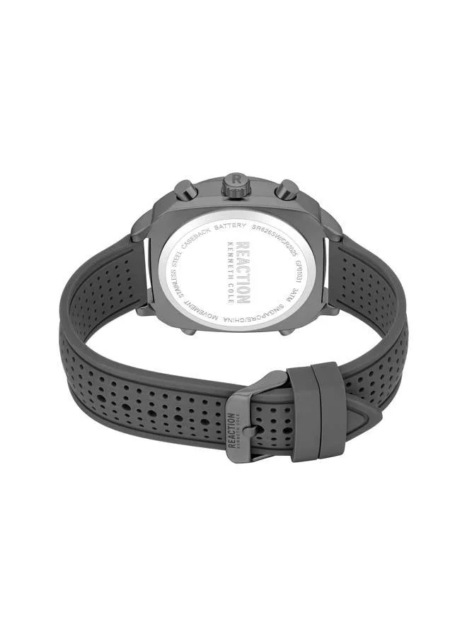 Kenneth Cole Reaction Gunmetal Dial Grey Silicone Strap Analog-digital Watch for Men, 47mm