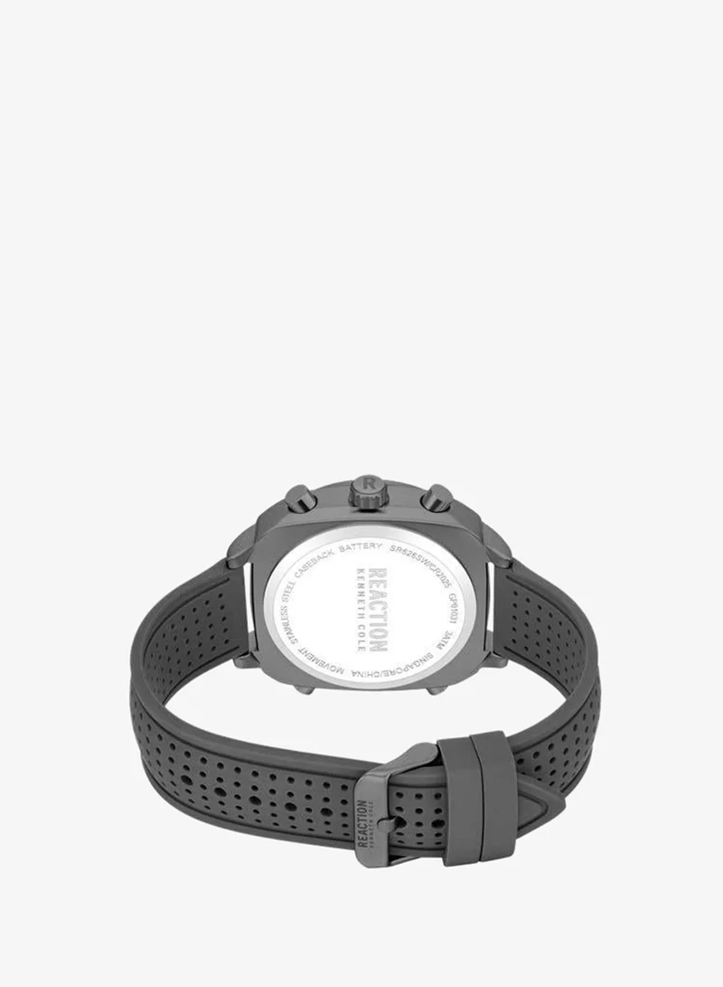 كينيث كول ريأكشن Gunmetal Dial Grey Silicone Strap Analog-digital Watch for Men, 47mm