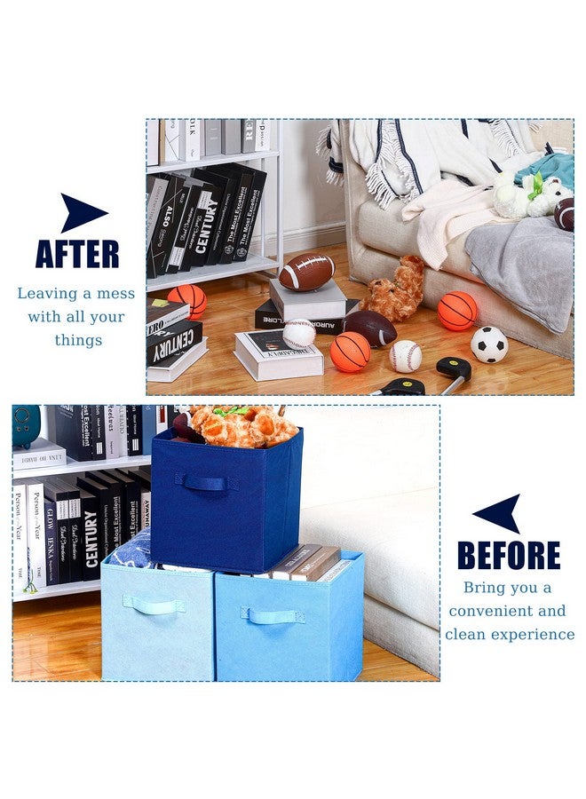 Karenhi Karenhi 6 Pcs 11 x 10.5 x 10.5 Inch Fabric Storage Bins Storage Cubes Organizer with Handles Foldable Shelf Cube Baskets for Home Room Closet Cubby Cloth(Blue) - Image 4