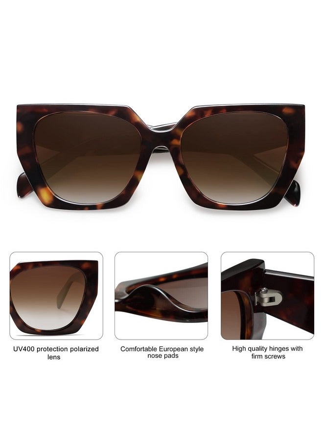 Sojos Big Trendy Polarized Sunglasses Womens Oversized Cateye Sunnies Lentes De Sol Para Mujer Sj2205 Dark Tortoise Brown  - Image 3