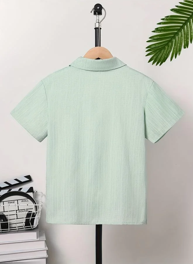 Take Two Take Two Teen Green Textured Button Front Shirt