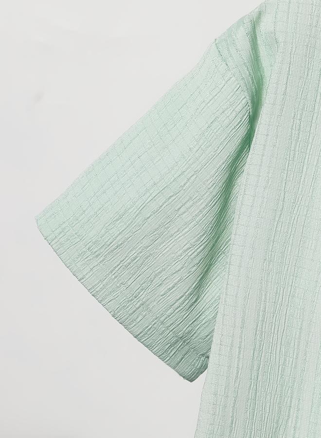 تايك تو قميص بتفاصيل بارزة الملمس مع أزرار - Image 5