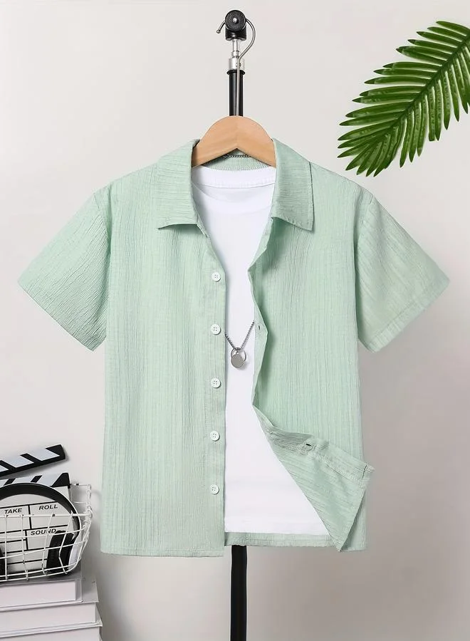 Take Two Take Two Teen Green Textured Button Front Shirt