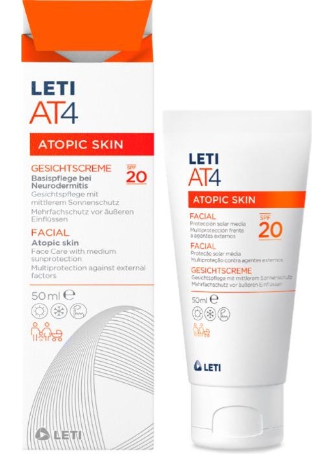 LETI AT4 Atopic Skin Facial Cream SPF20 50ml - Image 2