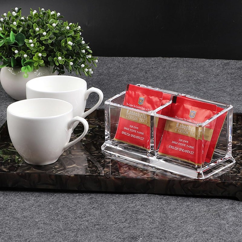 Yakri Acrylic Tea Bags Holder Coffee Sugar Bag Case Guest Room Storage Boxes - Holder For Tea Bags Small Packets Sweeteners Sugar Packet Coffee Condiment (L16.6*W8.2*H7.5Cm) - Image 3