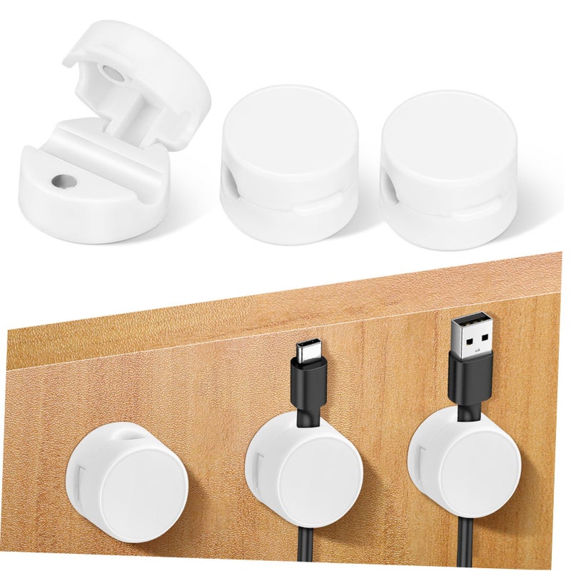 Magnetic Wire Holder Cord Clips Adhesive Backing Easy Setup For Home Office Car Headphones Size 2 20X2 20X1 60CM White - Image 2