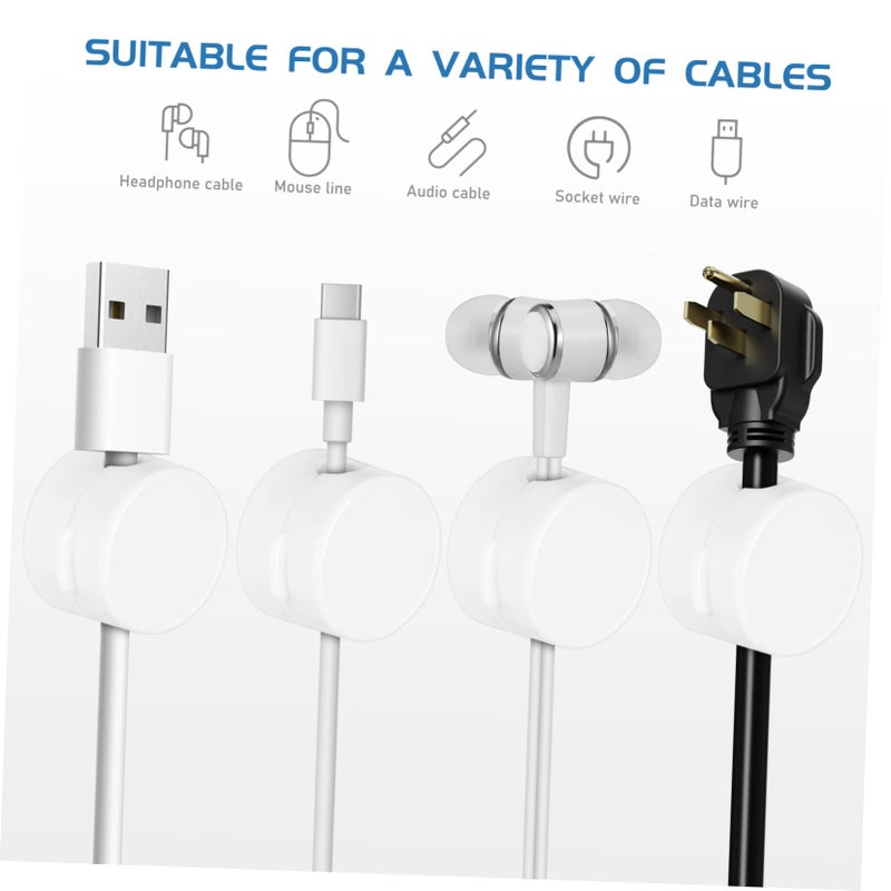 Magnetic Wire Holder Cord Clips Adhesive Backing Easy Setup For Home Office Car Headphones Size 2 20X2 20X1 60CM White - Image 5