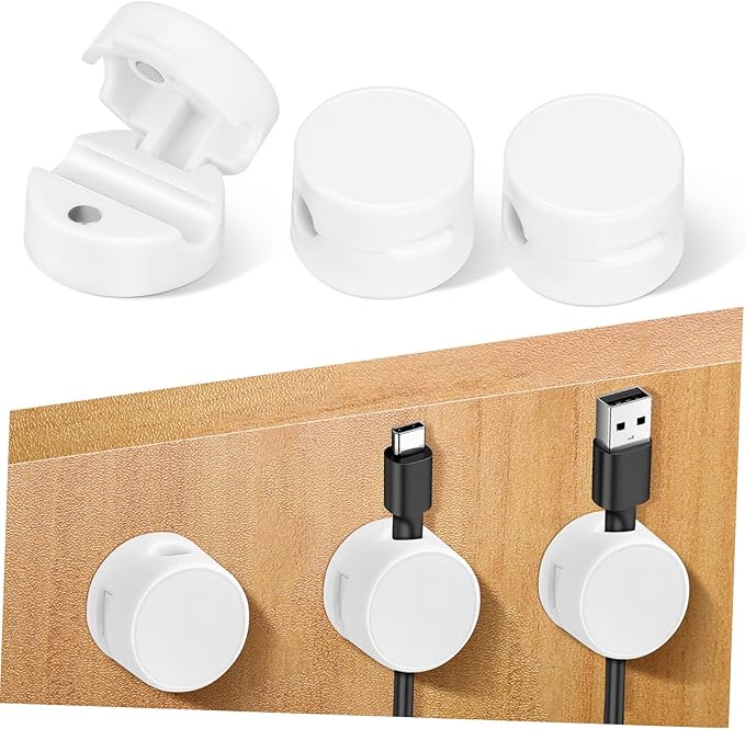 Magnetic Wire Holder Cord Clips Adhesive Backing Easy Setup For Home Office Car Headphones Size 2 20X2 20X1 60CM White - Image 1