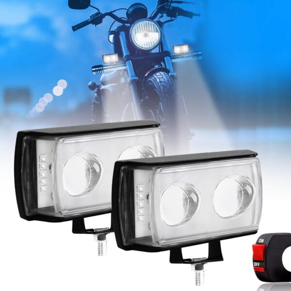 Carzex 2 Led Ultra Mini Drive White Yellow Red & Blue Flasher Dual Led Bike Projector Fog Light, Bikes Scooty and Motorcycle with On/Off Switch (Set of 2) - Image 2