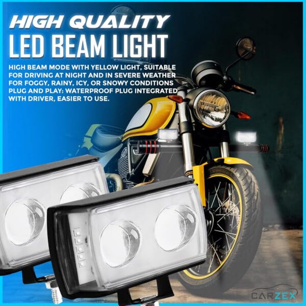 Carzex 2 Led Ultra Mini Drive White Yellow Red & Blue Flasher Dual Led Bike Projector Fog Light, Bikes Scooty and Motorcycle with On/Off Switch (Set of 2) - Image 4