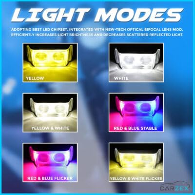 Carzex 2 Led Ultra Mini Drive White Yellow Red & Blue Flasher Dual Led Bike Projector Fog Light, Bikes Scooty and Motorcycle with On/Off Switch (Set of 2) - Image 5