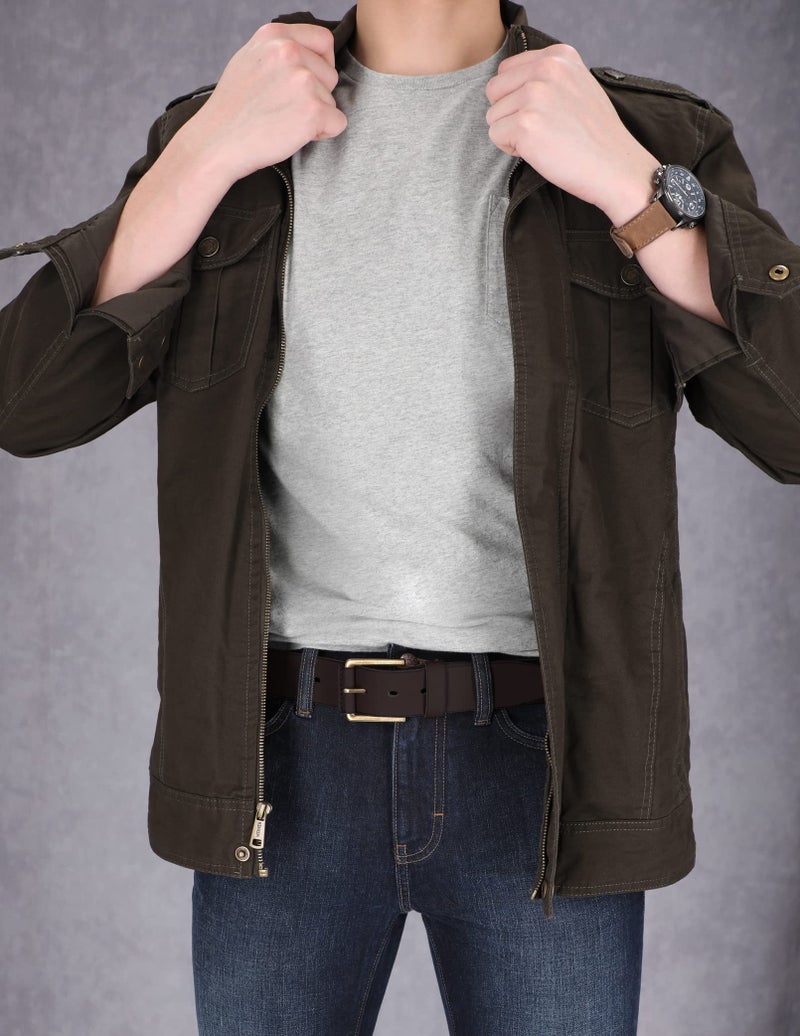 Timberland Big and Tall Casual Leather Classic Men Everyday Belts, Dark Brown, 48 - Image 3