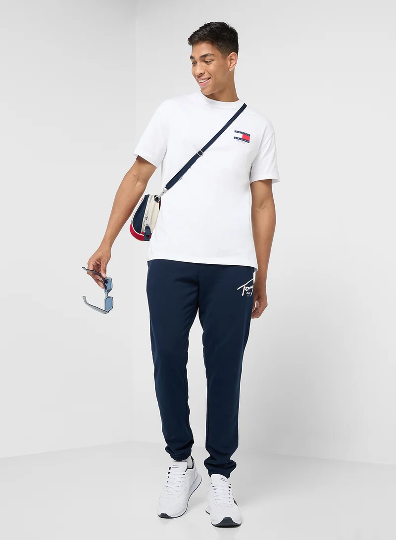 تومي جينز Signature Logo Cuffed Slim Joggers