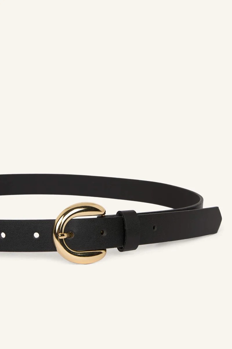 ديفاكتو Woman Oval Buckle Faux Leather Casual Belt