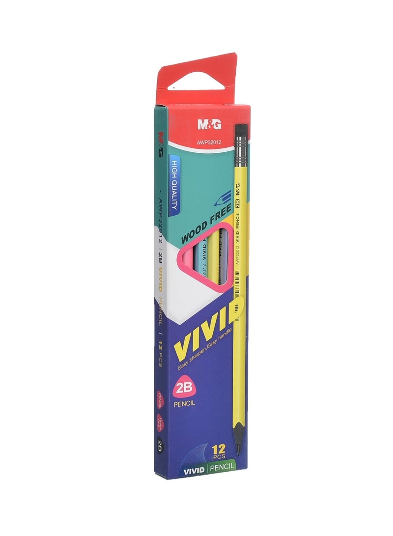 M&G Vivid 2B Woodfree Triangle pencil  , 12 pcs in the box - Image 1