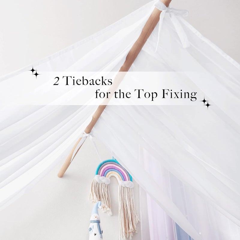 NICETOWN NICETOWN Decorative White Bed Canopies  Drapes for Kids Room  Voile Sheer Toddler Bed Canopy Curtain Scarf Valance DIY for BedroomParty 1 Panel W114 x L180  - Image 2