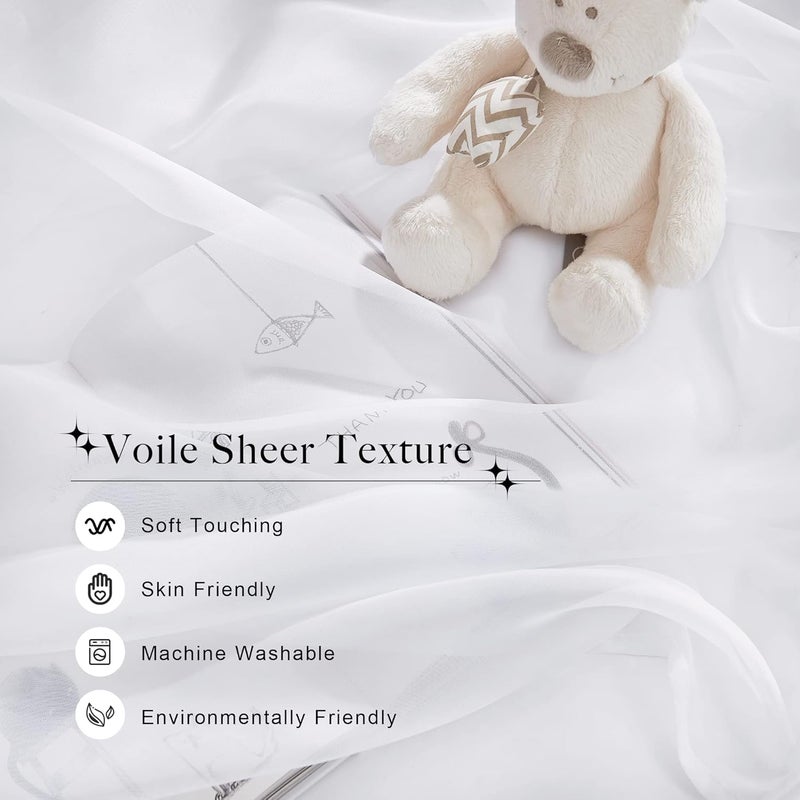 NICETOWN NICETOWN Decorative White Bed Canopies  Drapes for Kids Room  Voile Sheer Toddler Bed Canopy Curtain Scarf Valance DIY for BedroomParty 1 Panel W114 x L180  - Image 5