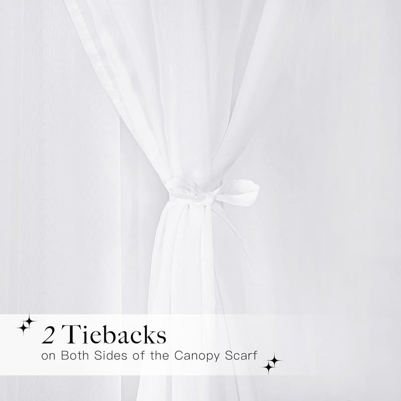 NICETOWN NICETOWN Decorative White Bed Canopies  Drapes for Kids Room  Voile Sheer Toddler Bed Canopy Curtain Scarf Valance DIY for BedroomParty 1 Panel W114 x L180  - Image 3