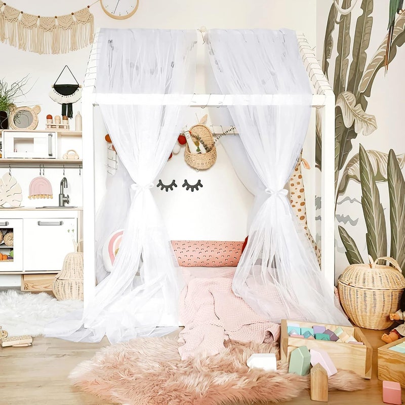 NICETOWN NICETOWN Decorative White Bed Canopies  Drapes for Kids Room  Voile Sheer Toddler Bed Canopy Curtain Scarf Valance DIY for BedroomParty 1 Panel W114 x L180  - Image 1