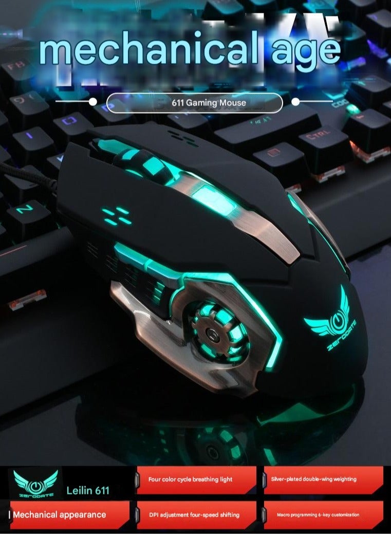Wrangler G11 Gaming Esports Mechanical Mouse Macro Definition Colorful Luminous Wired USB Mouse - Image 2