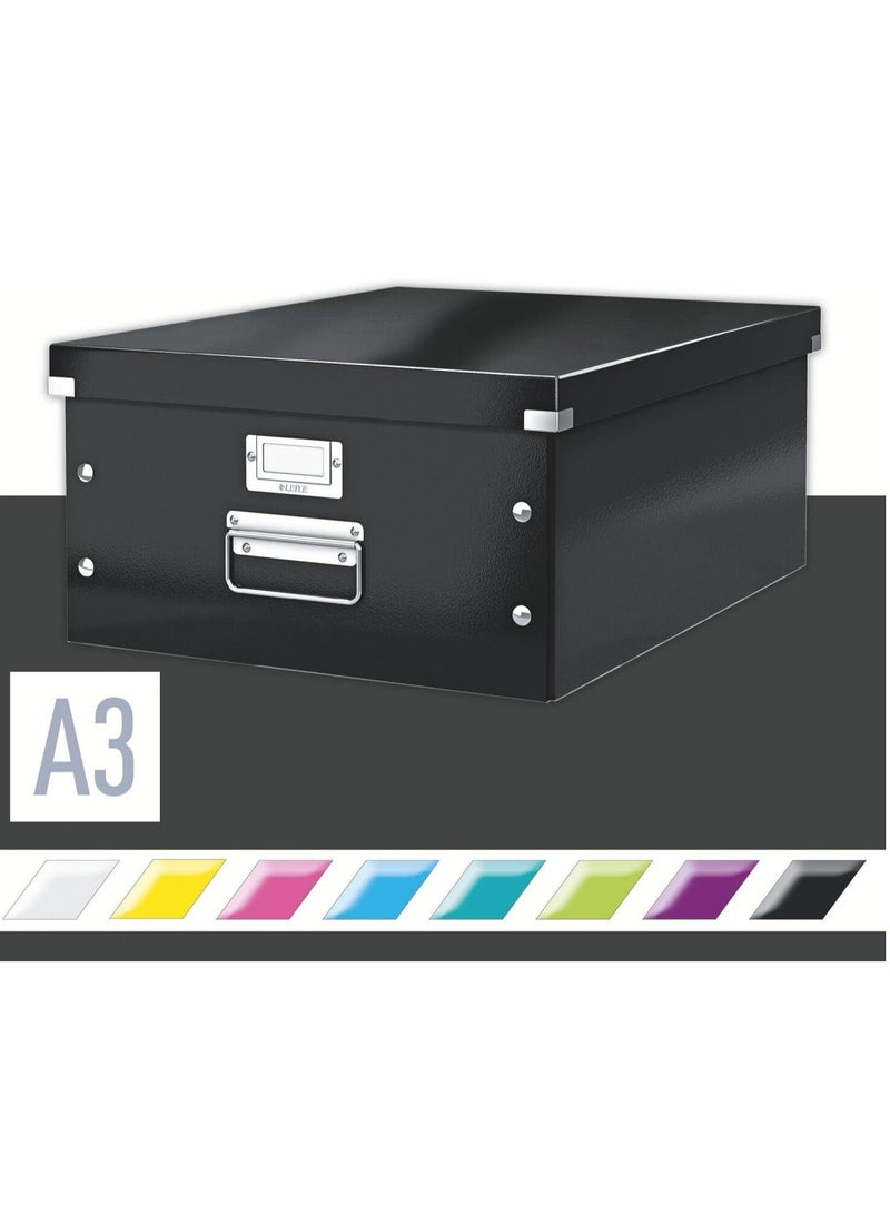 LEITZ صندوق تخزين كبير من لايتز كليك & ستور، صندوق ملفات A3 قابل للطي مع غطاء، حاوية كرتونية قوية ممتازة للتخزين المنزلي/المكتبي، مجموعة كوزي - Image 2