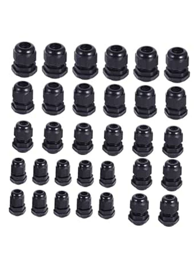 50 Pcs Nylon Cable Glands Connectors with Locknut Washer Seal for Wall - Image 1