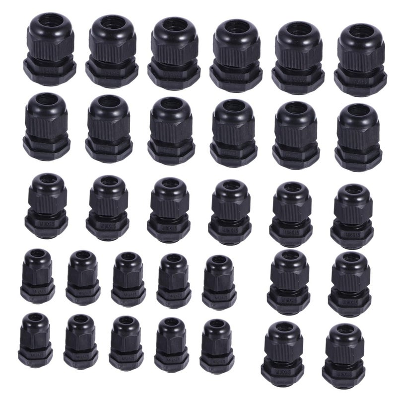 50 Pcs Nylon Cable Glands Connectors with Locknut Washer Seal for Wall - Image 2