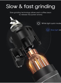 HiBREW HiBREW G5 Coffee Grinder, Electric Conical Burr Coffee Grinder with 36 Grind Setting, 50g Capacity, Aluminum Alloy Body, Suitable for Espresso Turkish Pour Over Drip Coffee  - Image 5