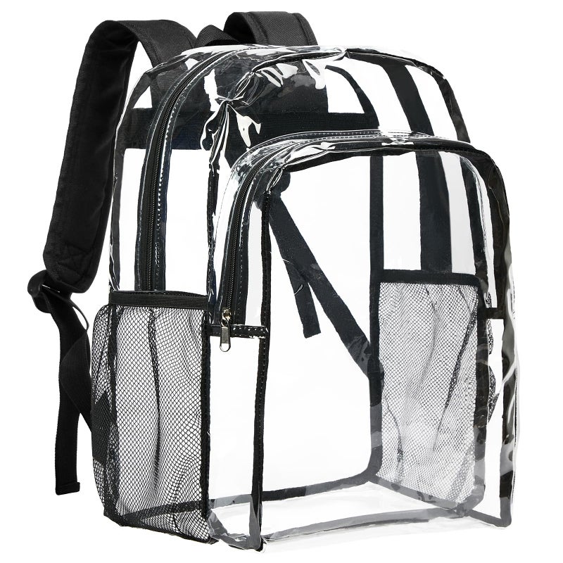 Vorspack Clear Backpack Heavy Duty - Transparent See Through Backpacks Extra Large Clear Bookbag for College Work Travel - Black - Image 1
