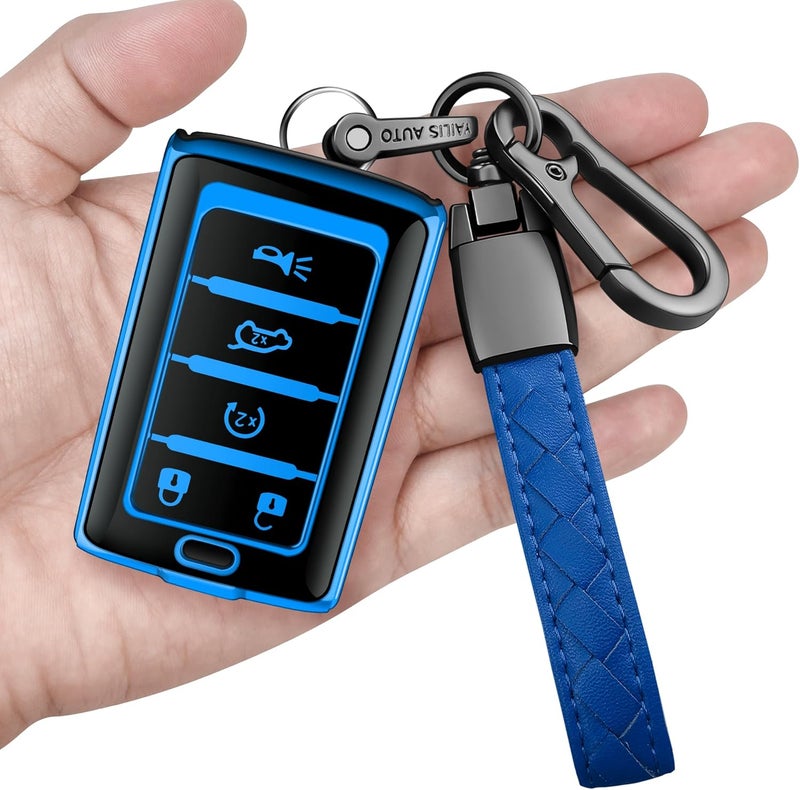 Sindeda Jeep Key Fob Cover with Keychain - Blue - Image 1