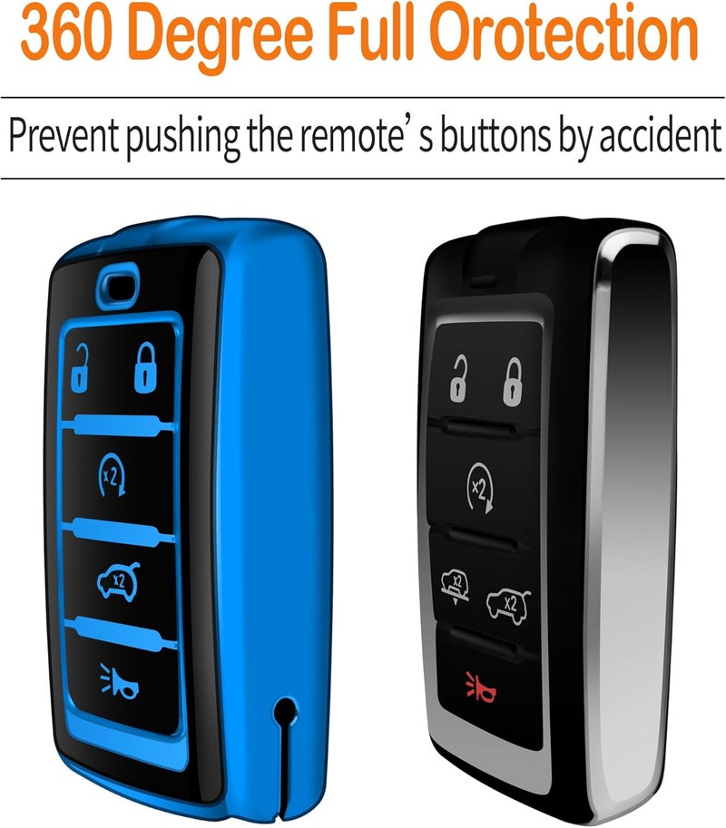 Sindeda Jeep Key Fob Cover with Keychain - Blue - Image 4