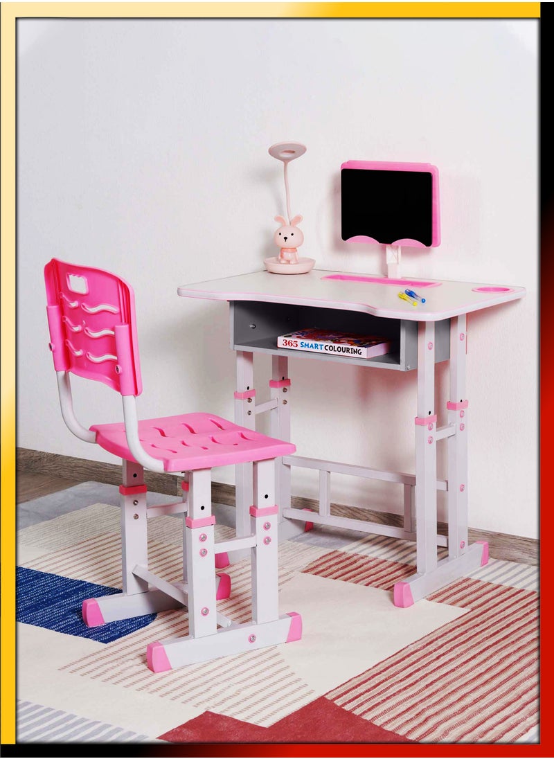 DBLEW - Adjustable Kids Study Desk And Chair Set Educational Table with Ergonomic Design Safe Construction Ample Storage Ideal for Home Learning Nursery Creativity Growing with Your Baby Child - Image 1